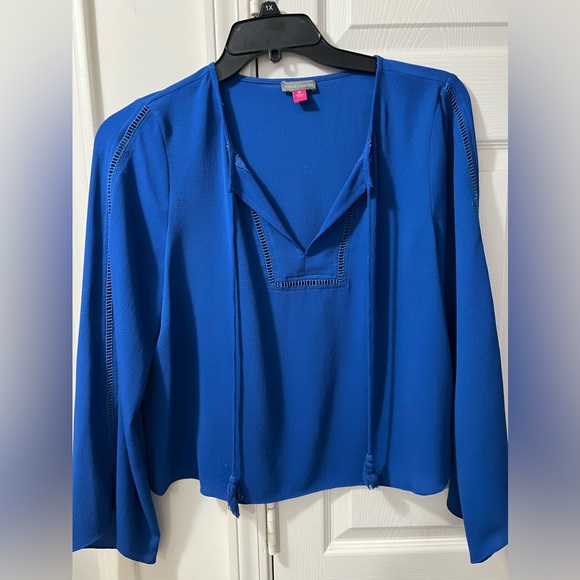 VINCE CAMUTO WOMENS BLOUSE SIZE MEDIUM BLUE LONG SLEEVE - Picture 1 of 7